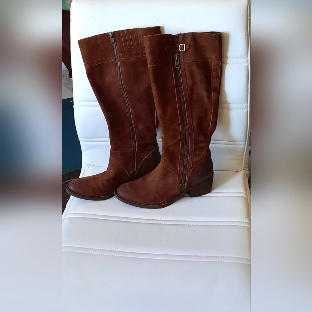 Born Suade Riding Boots - 17" Wide Calf - 8.5